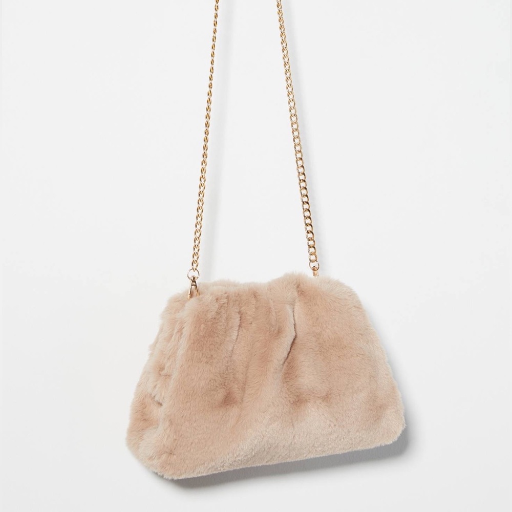 NWT The Frankie Clutch by Anthropologie (Taupe Fur)